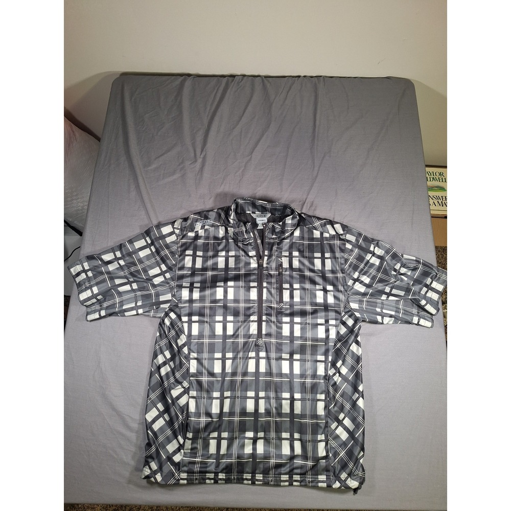 OGIO Mens L/G Gray Plaid Short Sleeve Pullover Golf Windbreaker Jacket